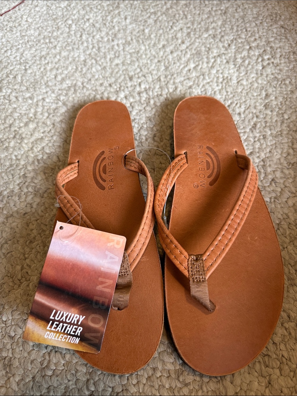 Rainbow Leather Women’s Brown Leather Flip Flops